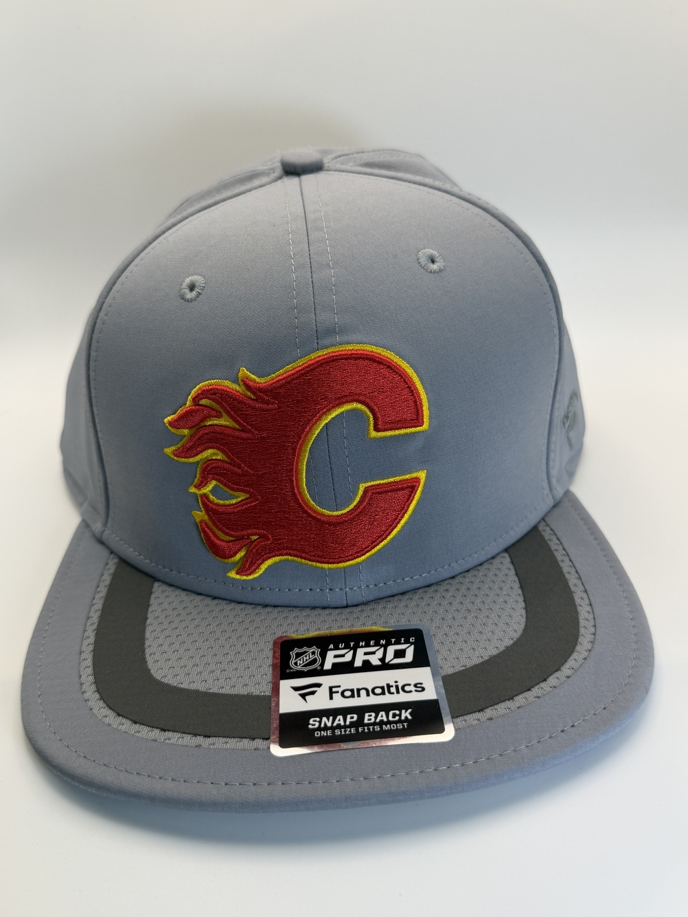 Calgary Flames Fanatics Pro Gray Adjustable Snapback Hat One Size